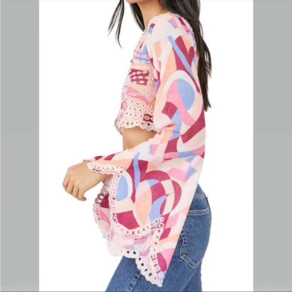 Free People All Eyes on You Mesh Bell Sleeve Top - Picture 4 of 7